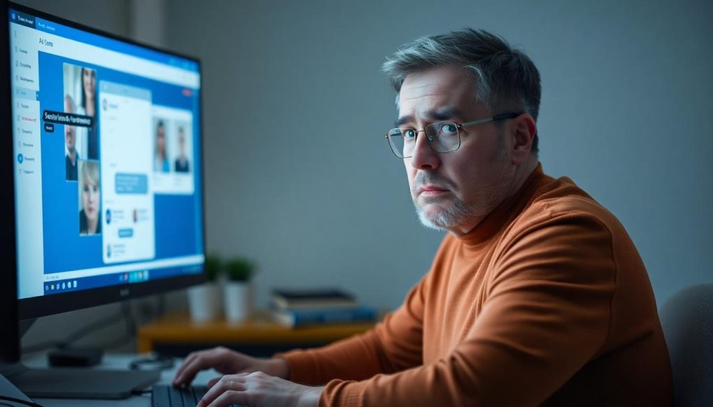 A man looking worried that he's been involved in a Close Brothers Bank fraud online