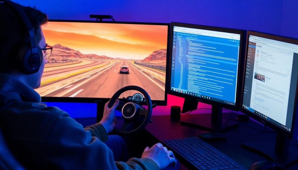 A gamer is playing a driving game but is he also a victim of a Discord scam?