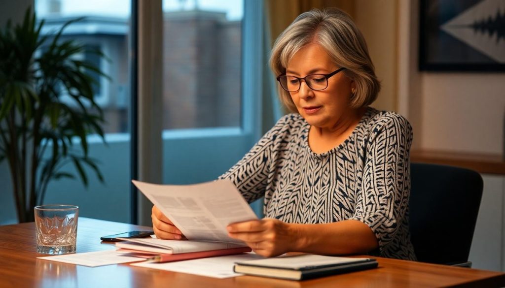 Ulster Bank fraud: A woman looking concerned while checking her bank statement