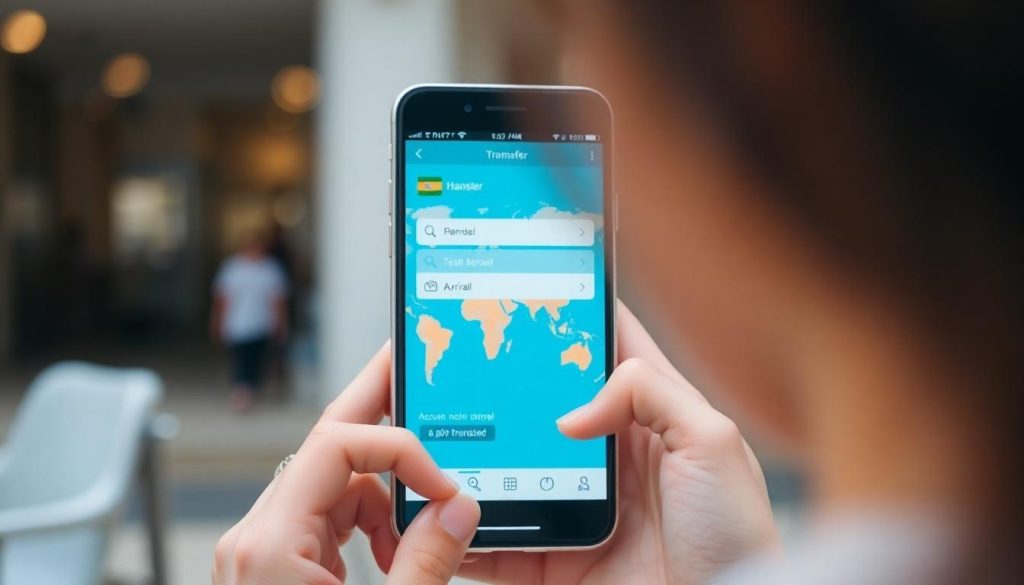 A photo of a woman using her phone to transfer money abroad - but is it a Paysend scam?