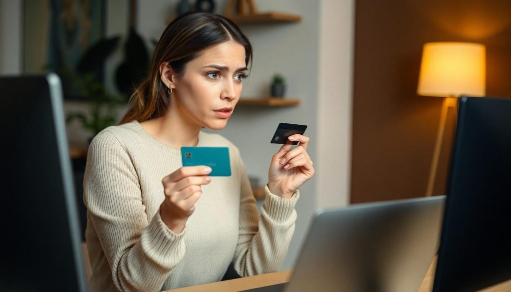 A woman checking if she's a Western Union scam victim before making a transfer.