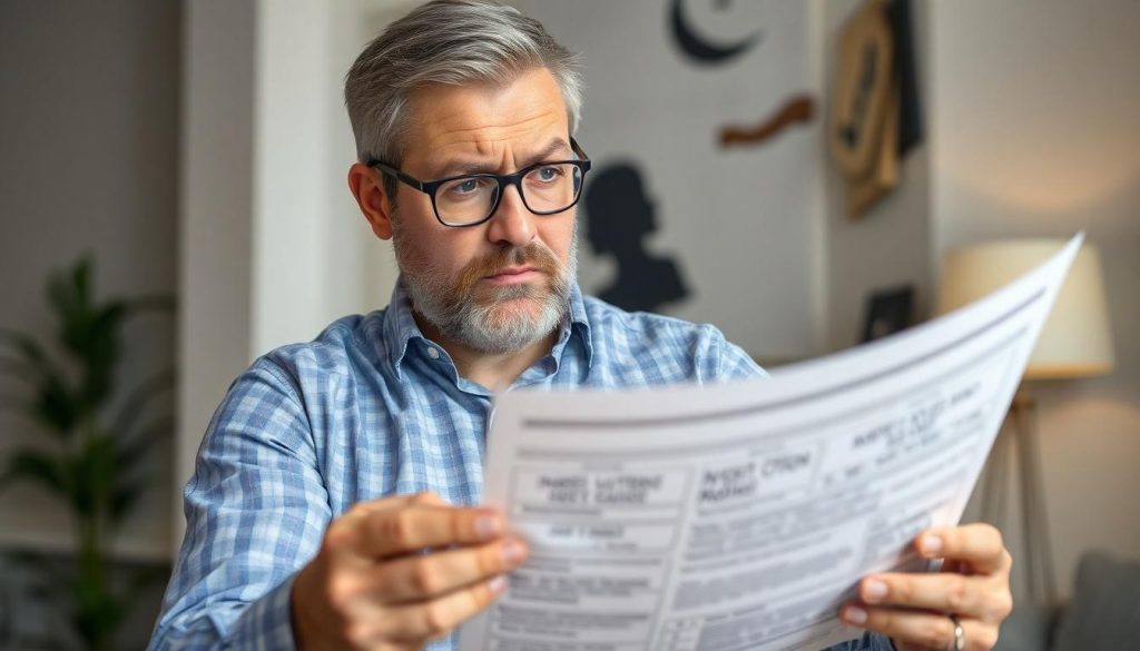 A man reviewing investment documents but is he looking concerned because he's a Worldline scam victim?