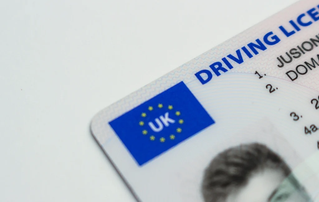 A picture showing the top left corner of a UK driving licence