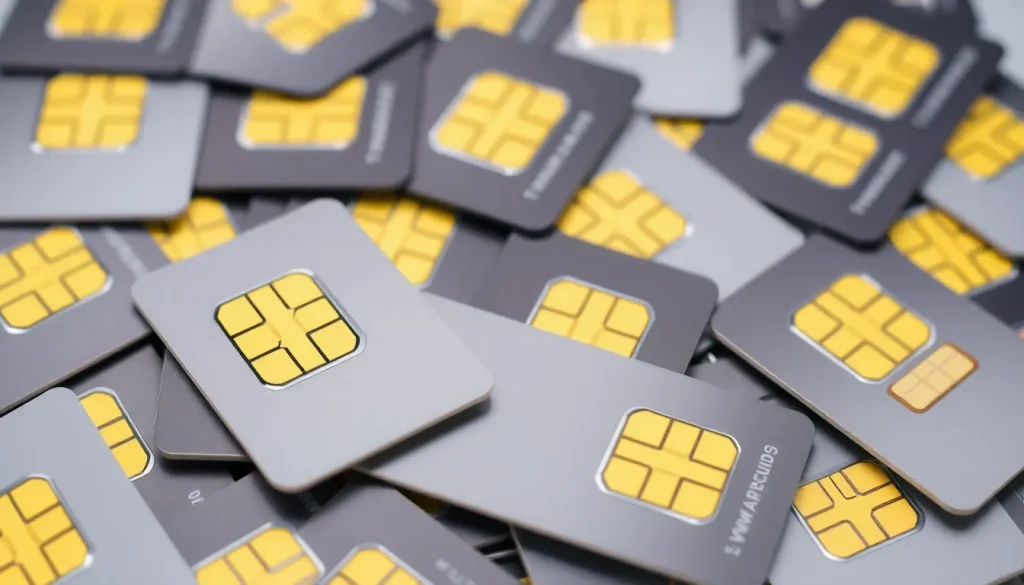 A picture of a pile of blank sim cards