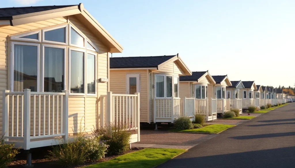 A row of mobile homes