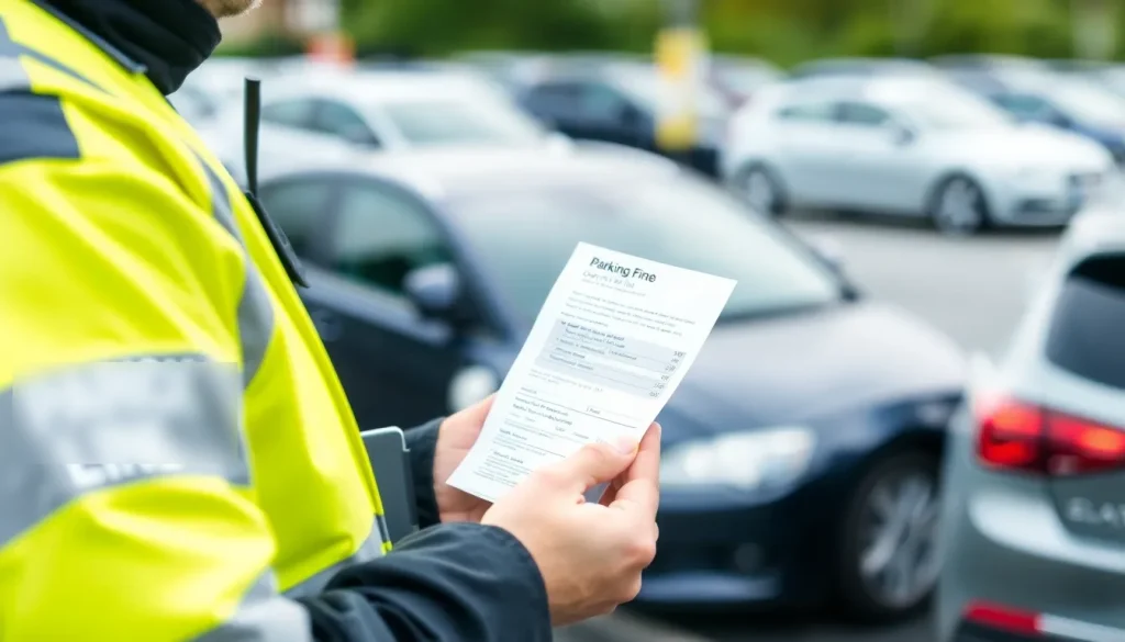 An inspector issuing a car park fine