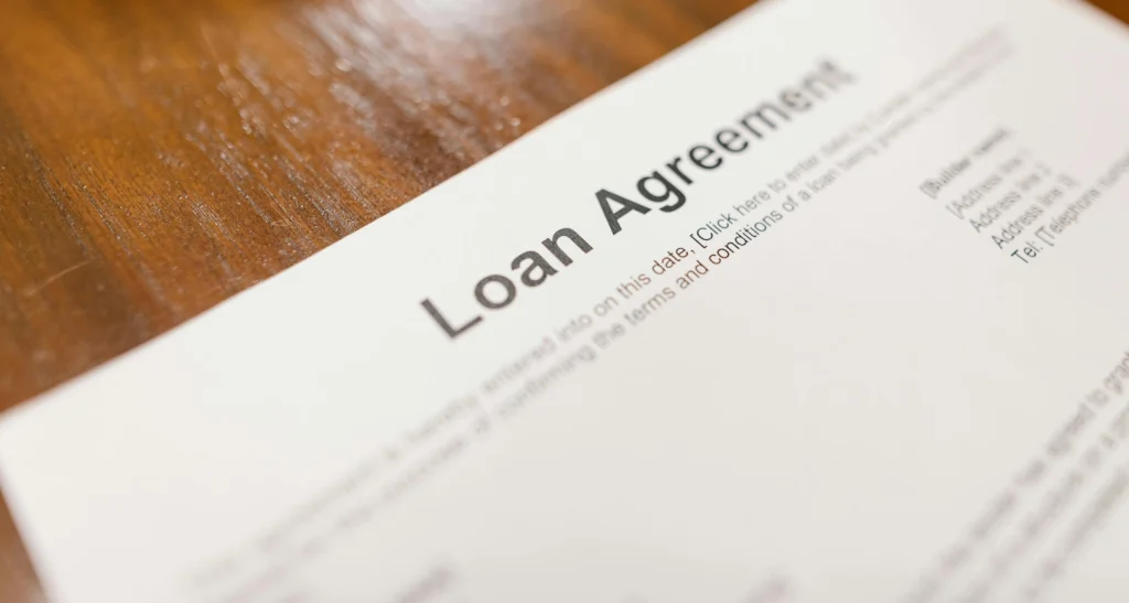 A picture of a loan agreement